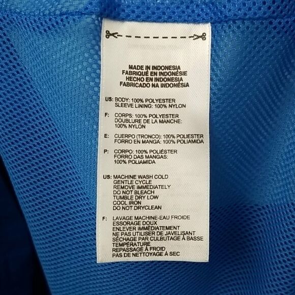 Adidas Jacket Women's Large Team Performance Full Zip Long Sleeve Blue White - Picture 6 of 7